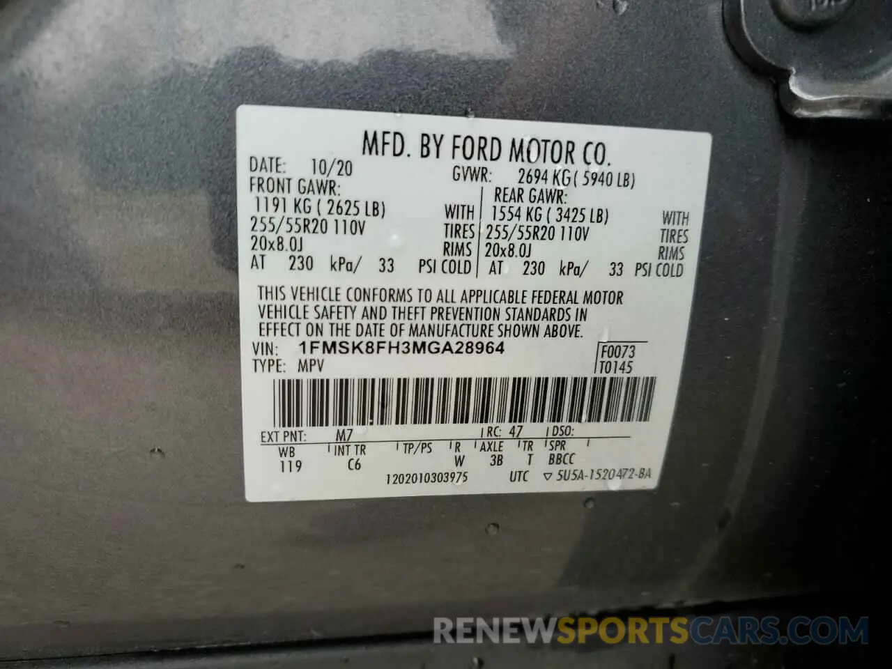 14 Фотография поврежденного автомобиля 1FMSK8FH3MGA28964 FORD EXPLORER 2021