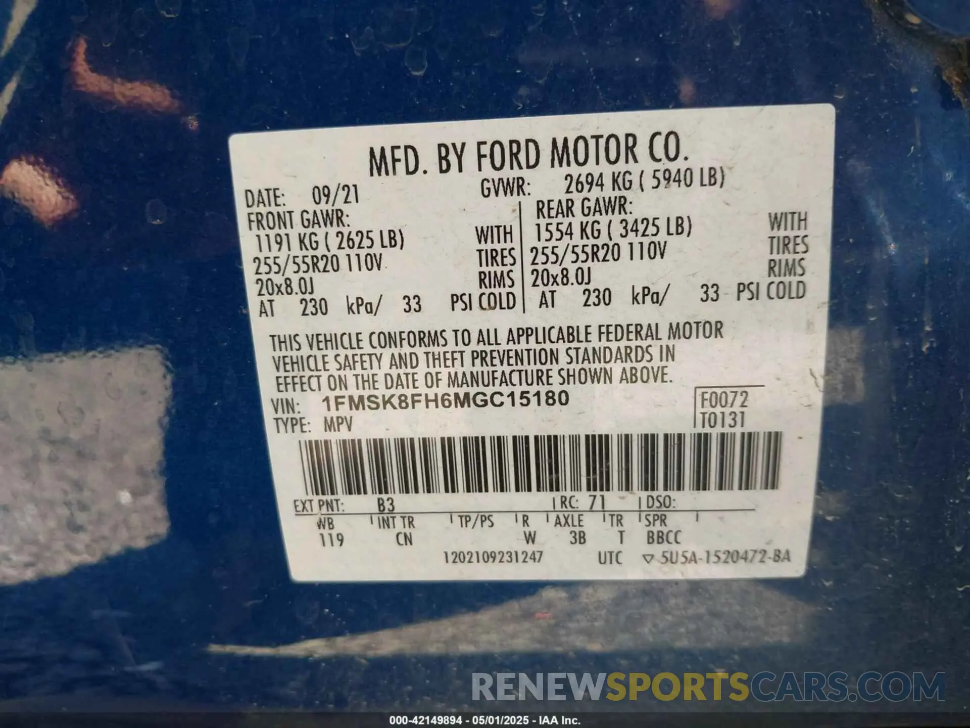 9 Photograph of a damaged car 1FMSK8FH6MGC15180 FORD EXPLORER 2021