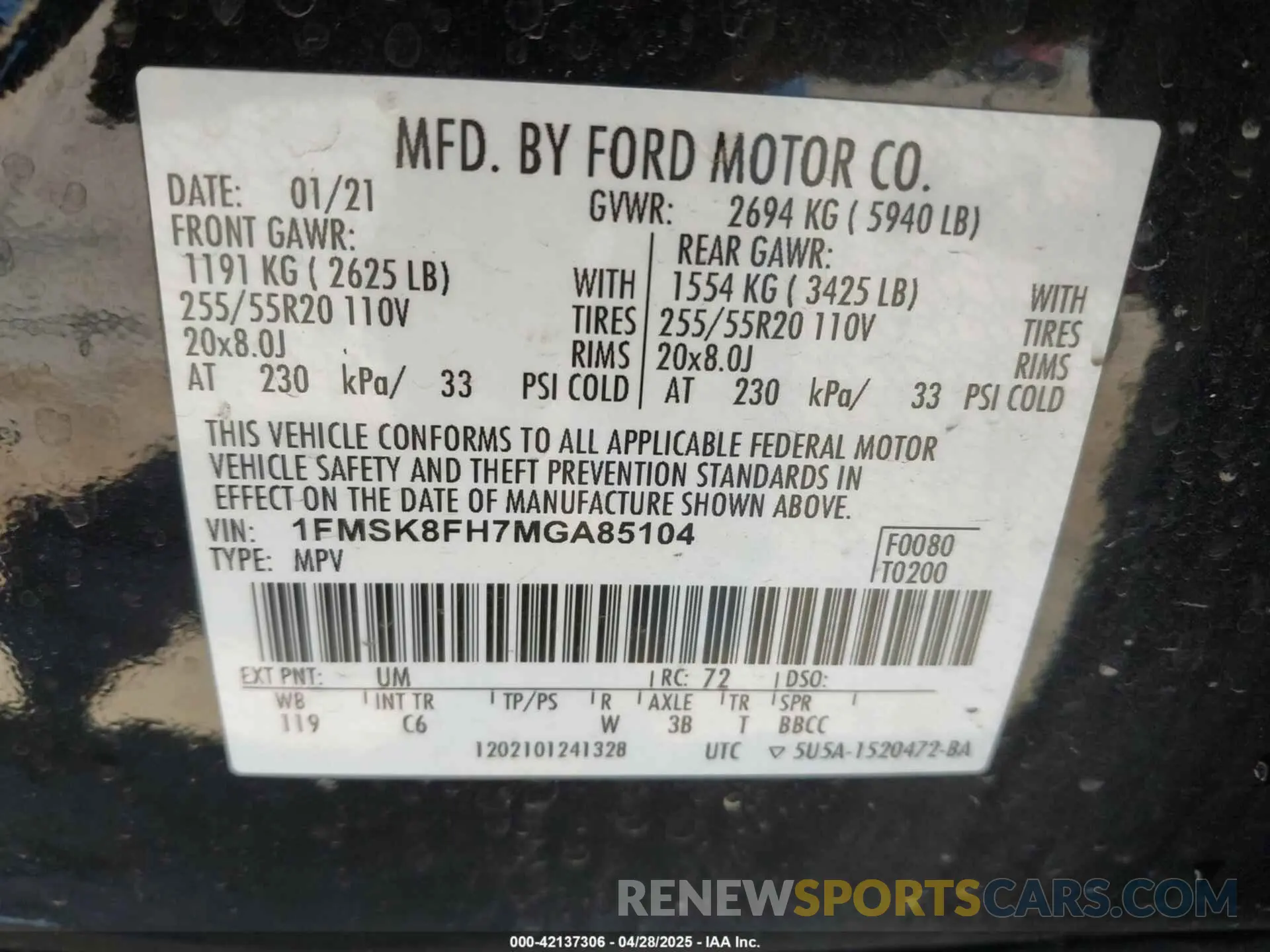 9 Фотография поврежденного автомобиля 1FMSK8FH7MGA85104 FORD EXPLORER 2021