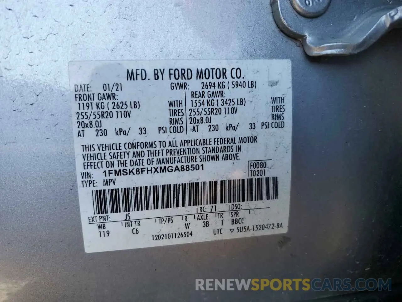 13 Photograph of a damaged car 1FMSK8FHXMGA88501 FORD EXPLORER 2021