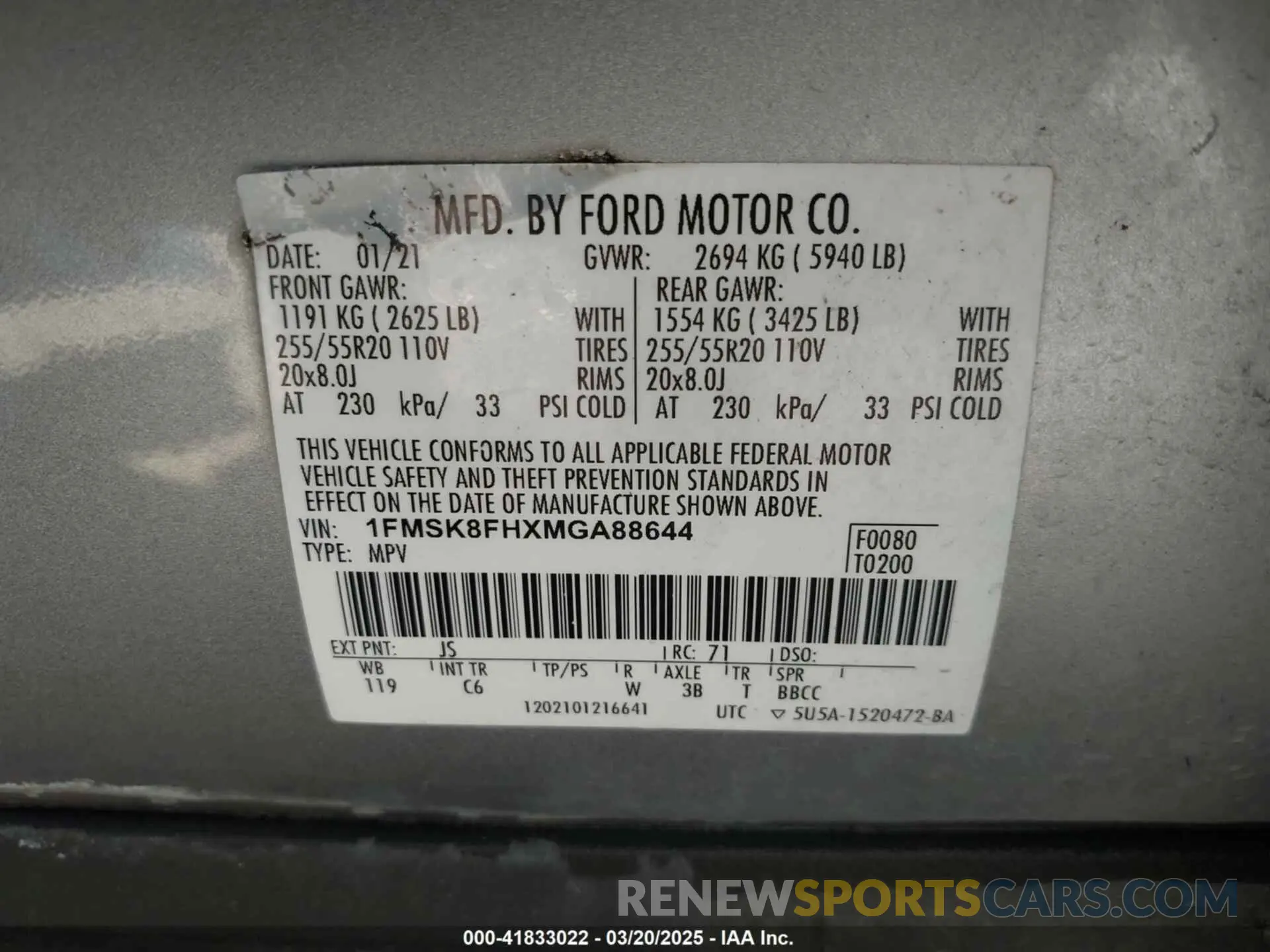 9 Photograph of a damaged car 1FMSK8FHXMGA88644 FORD EXPLORER 2021