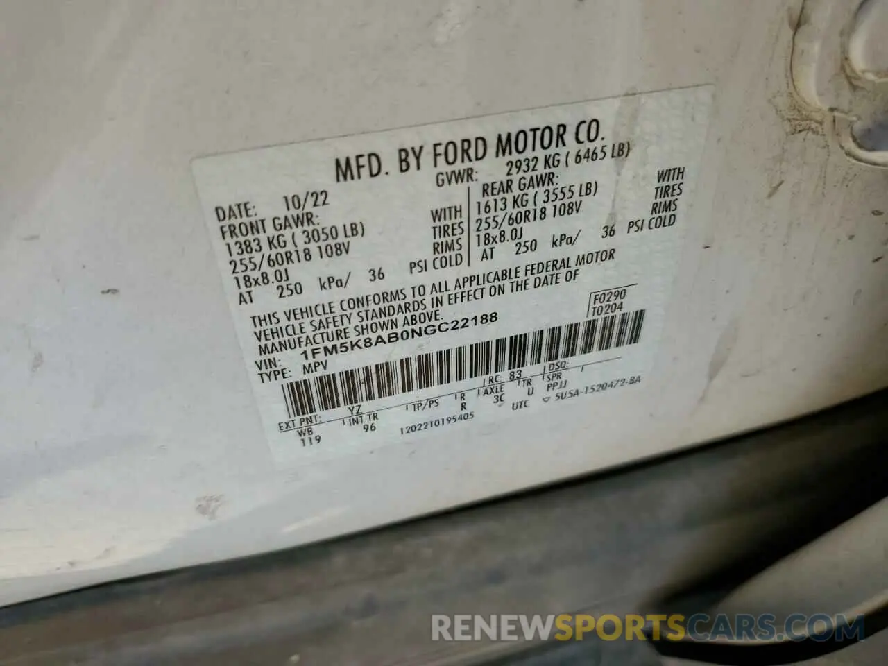 13 Photograph of a damaged car 1FM5K8AB0NGC22188 FORD EXPLORER 2022