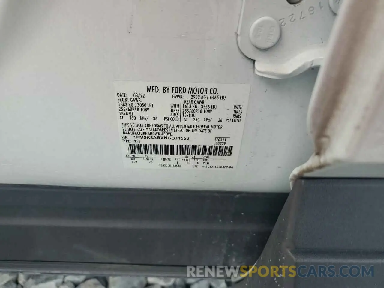 14 Photograph of a damaged car 1FM5K8ABXNGB71556 FORD EXPLORER 2022