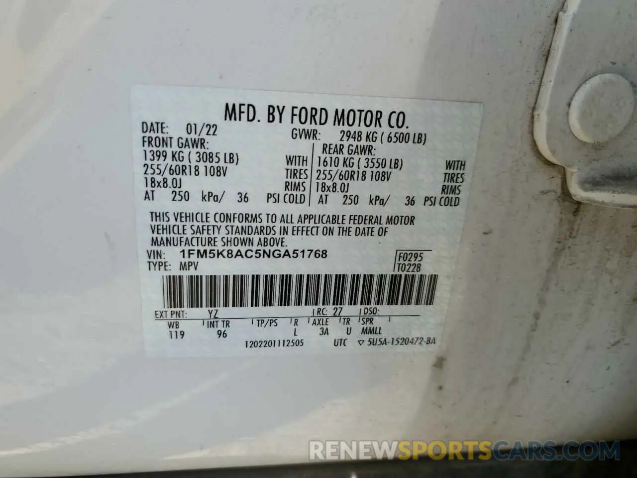 14 Photograph of a damaged car 1FM5K8AC5NGA51768 FORD EXPLORER 2022