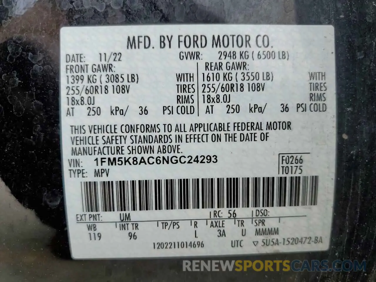 14 Photograph of a damaged car 1FM5K8AC6NGC24293 FORD EXPLORER 2022