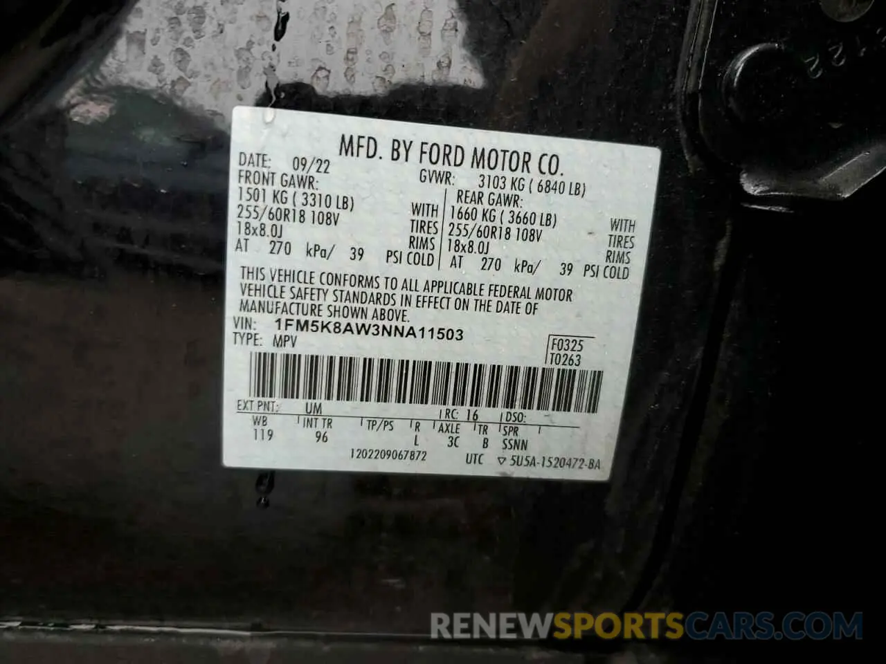 12 Photograph of a damaged car 1FM5K8AW3NNA11503 FORD EXPLORER 2022
