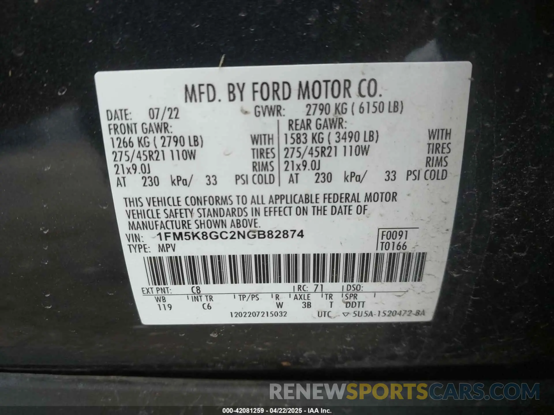9 Photograph of a damaged car 1FM5K8GC2NGB82874 FORD EXPLORER 2022