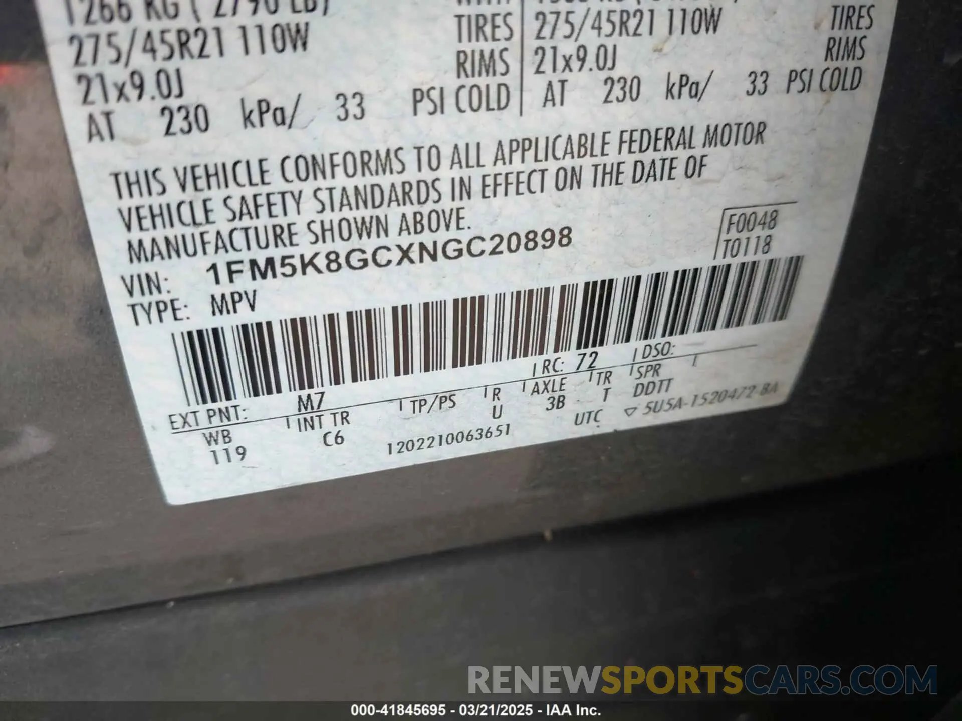 9 Photograph of a damaged car 1FM5K8GCXNGC20898 FORD EXPLORER 2022