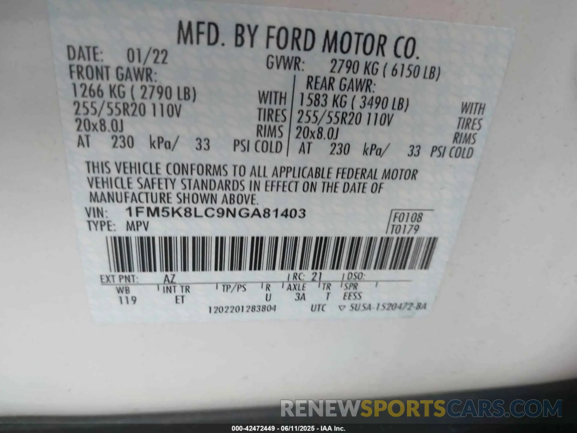 9 Photograph of a damaged car 1FM5K8LC9NGA81403 FORD EXPLORER 2022