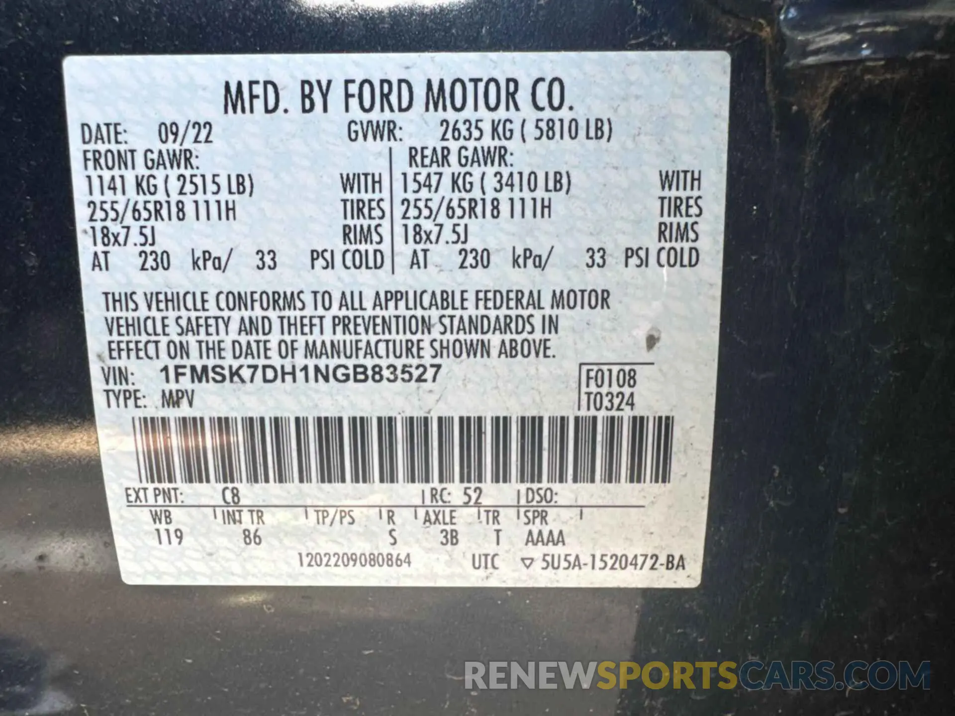 17 Photograph of a damaged car 1FMSK7DH1NGB83527 FORD EXPLORER 2022