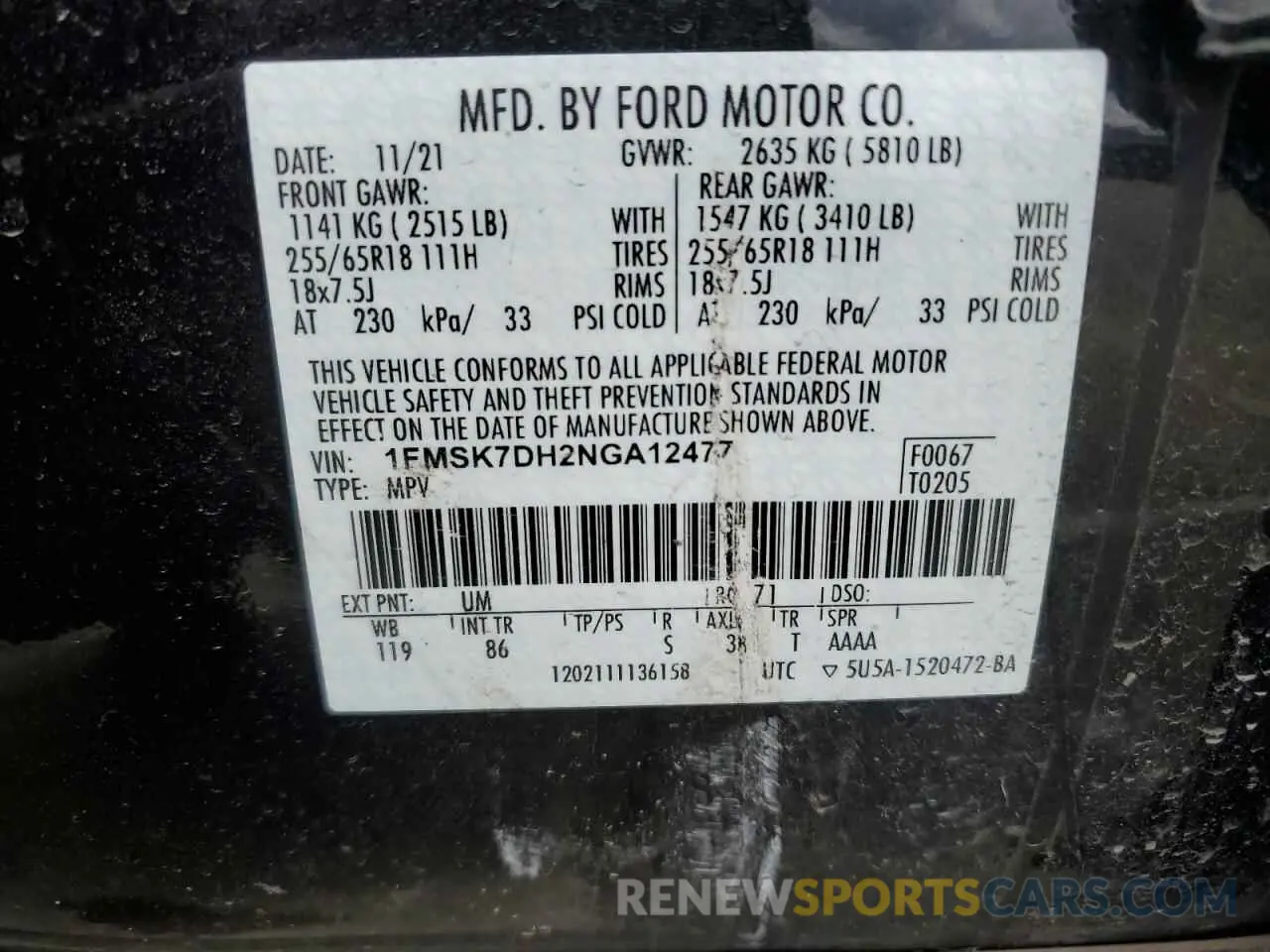 13 Photograph of a damaged car 1FMSK7DH2NGA12477 FORD EXPLORER 2022