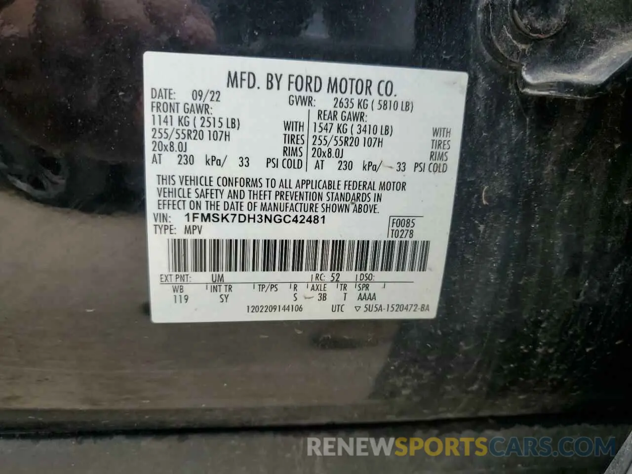 14 Photograph of a damaged car 1FMSK7DH3NGC42481 FORD EXPLORER 2022