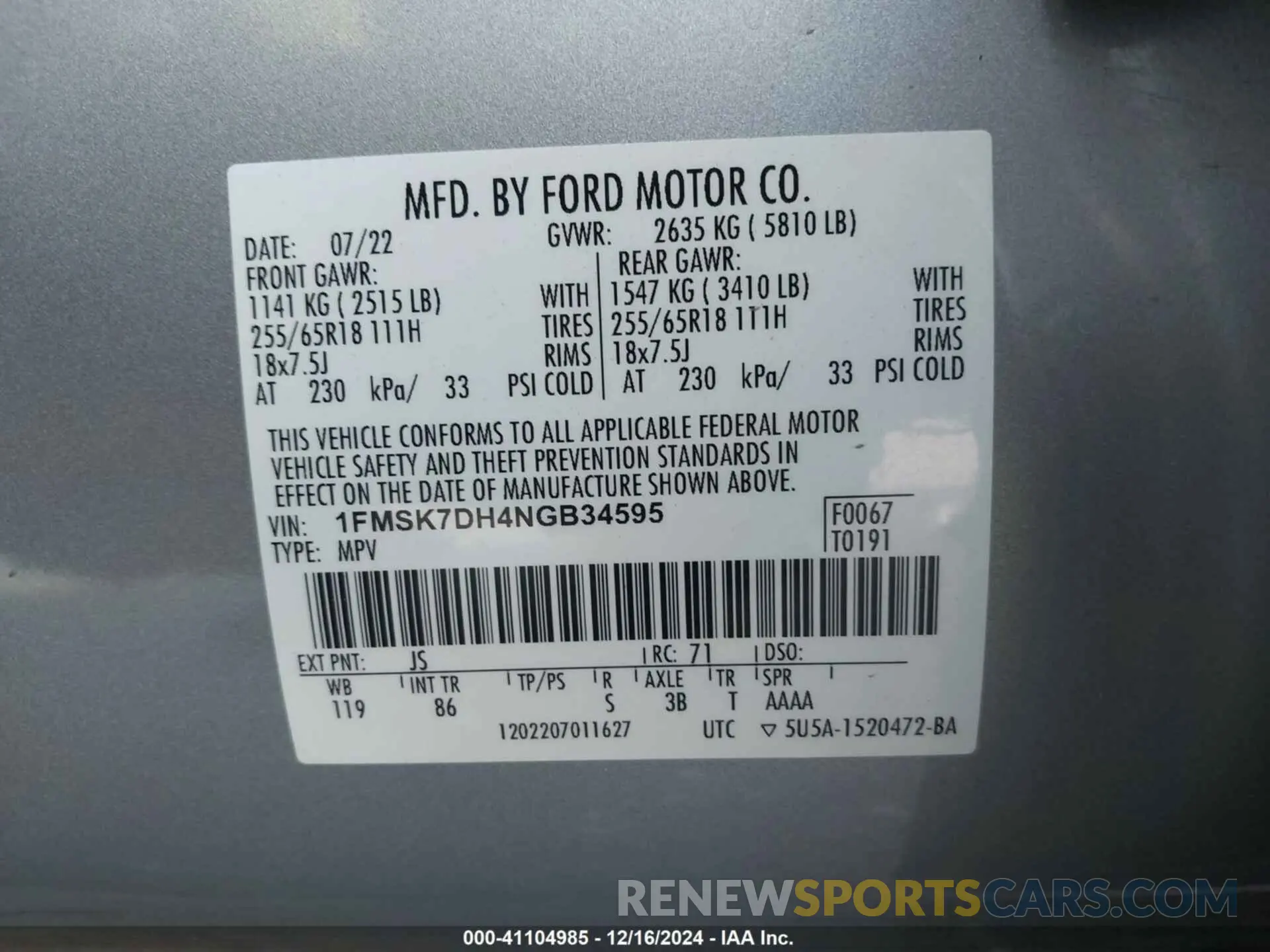 9 Фотография поврежденного автомобиля 1FMSK7DH4NGB34595 FORD EXPLORER 2022