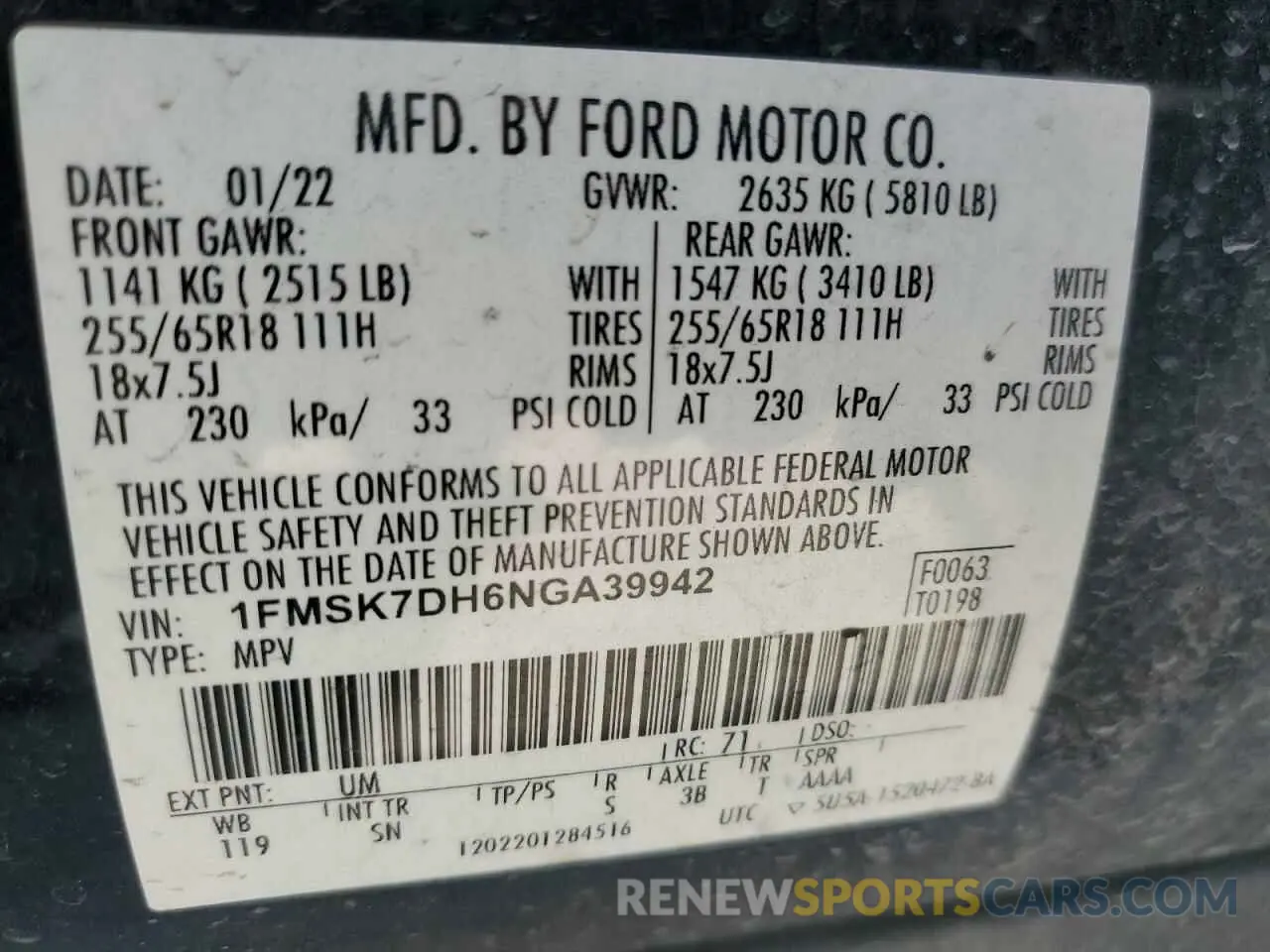 13 Photograph of a damaged car 1FMSK7DH6NGA39942 FORD EXPLORER 2022