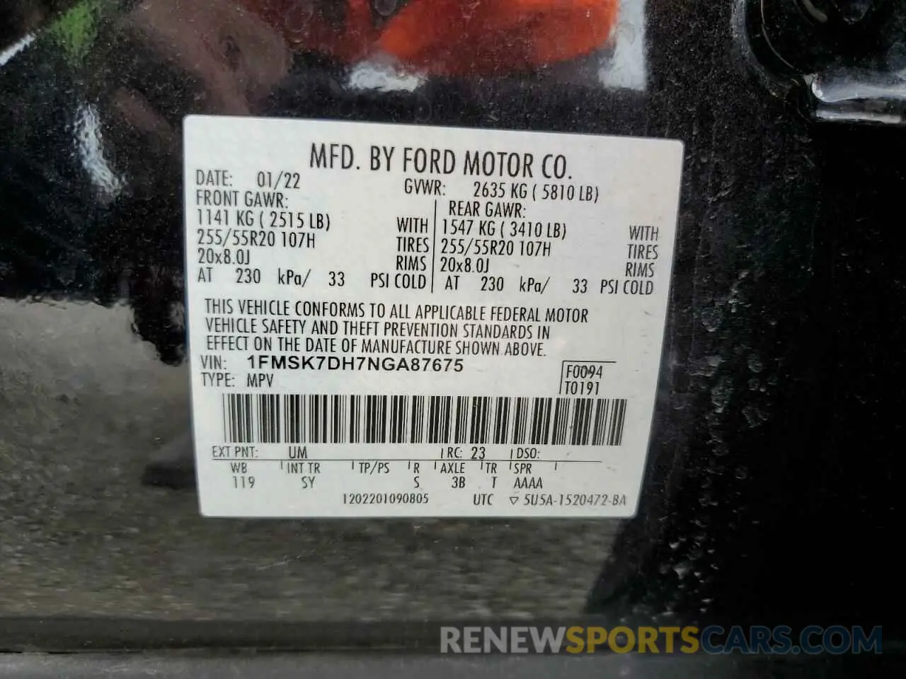 13 Photograph of a damaged car 1FMSK7DH7NGA87675 FORD EXPLORER 2022
