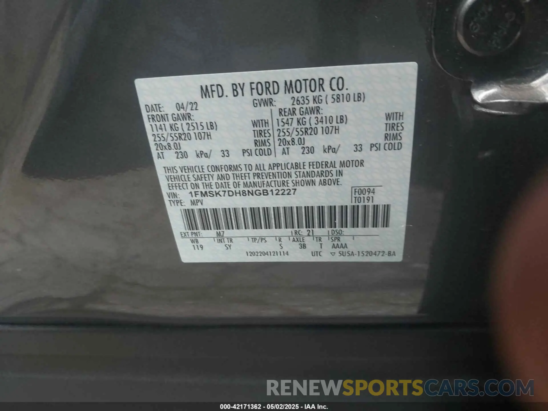 9 Фотография поврежденного автомобиля 1FMSK7DH8NGB12227 FORD EXPLORER 2022