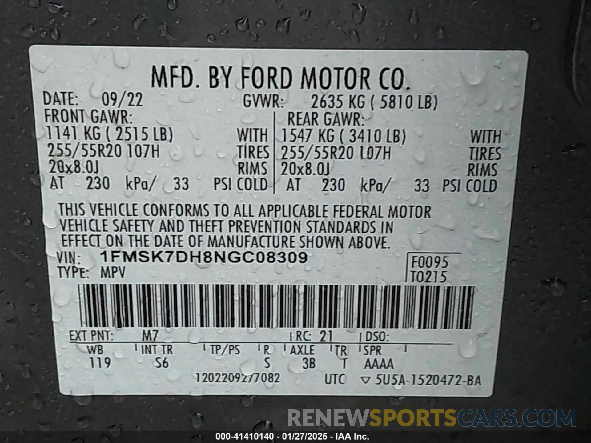 9 Фотография поврежденного автомобиля 1FMSK7DH8NGC08309 FORD EXPLORER 2022