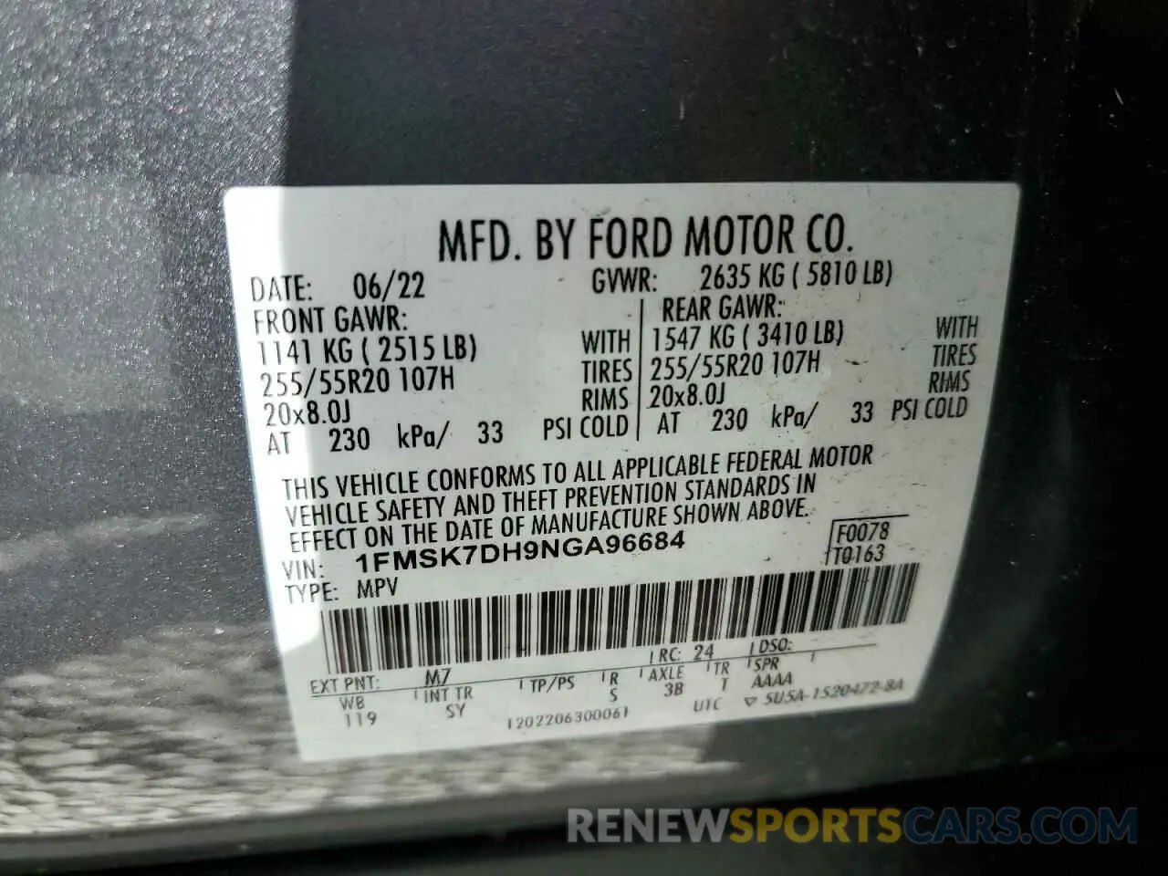 14 Photograph of a damaged car 1FMSK7DH9NGA96684 FORD EXPLORER 2022