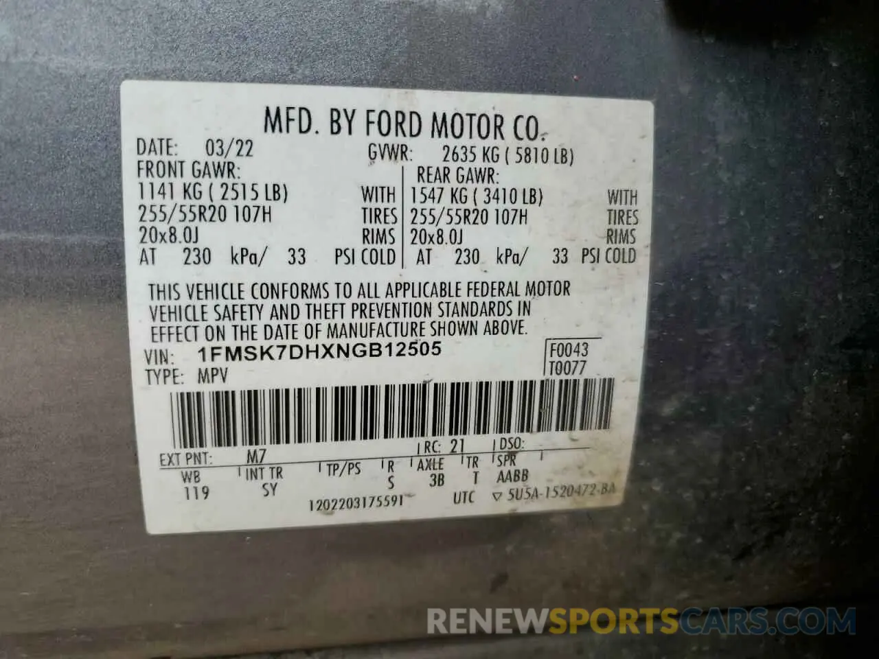 13 Photograph of a damaged car 1FMSK7DHXNGB12505 FORD EXPLORER 2022