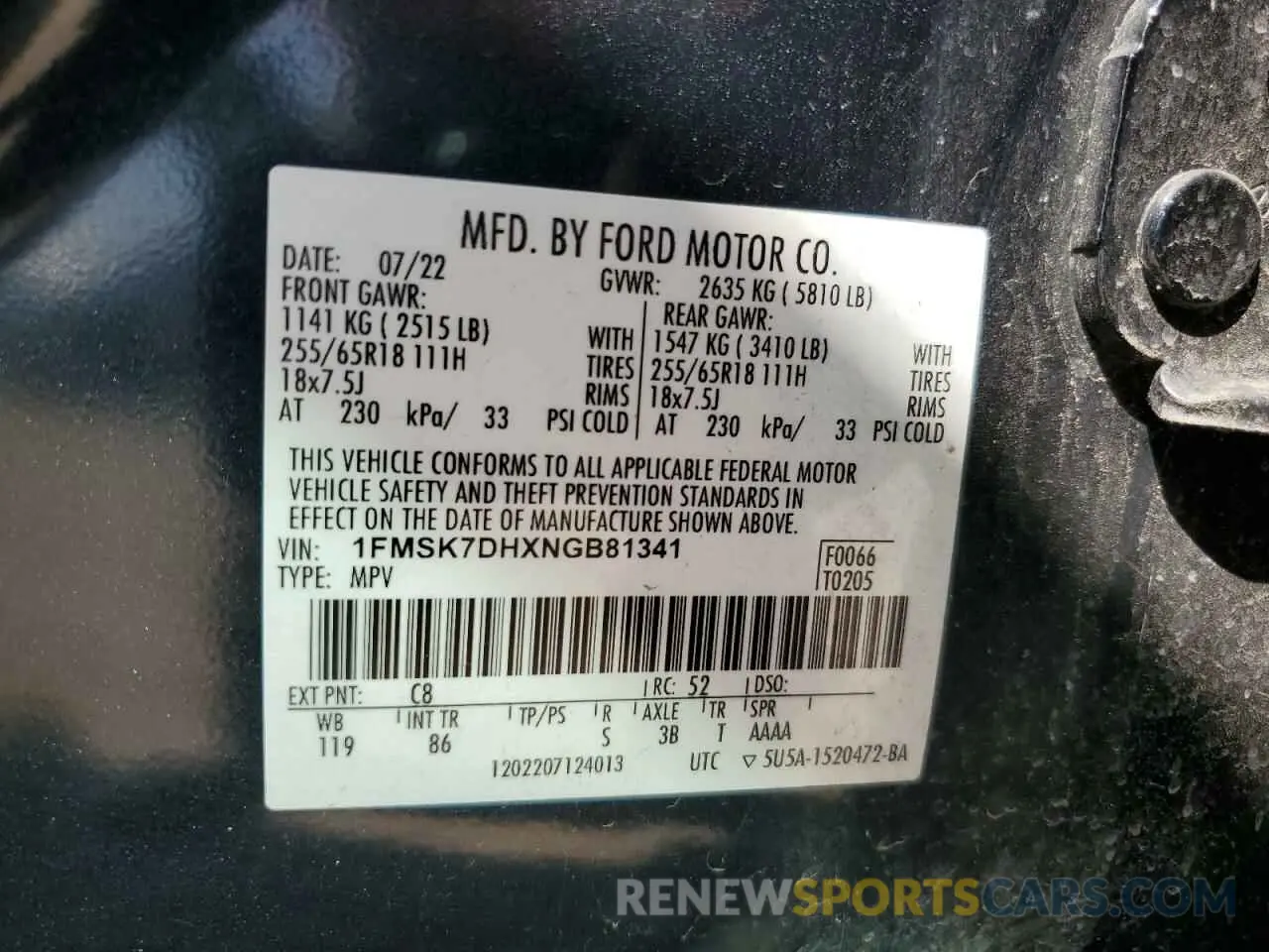 14 Photograph of a damaged car 1FMSK7DHXNGB81341 FORD EXPLORER 2022