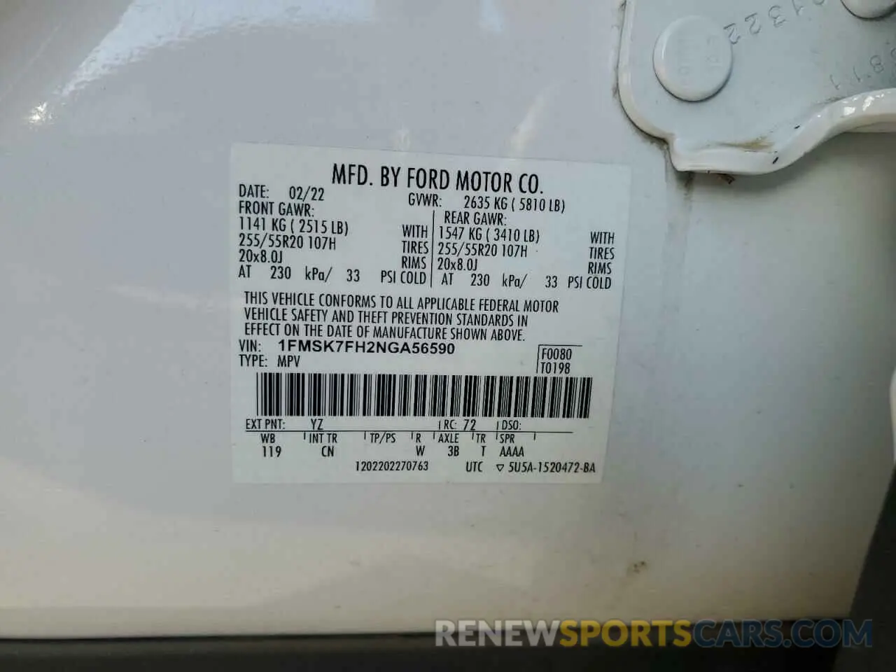 13 Photograph of a damaged car 1FMSK7FH2NGA56590 FORD EXPLORER 2022