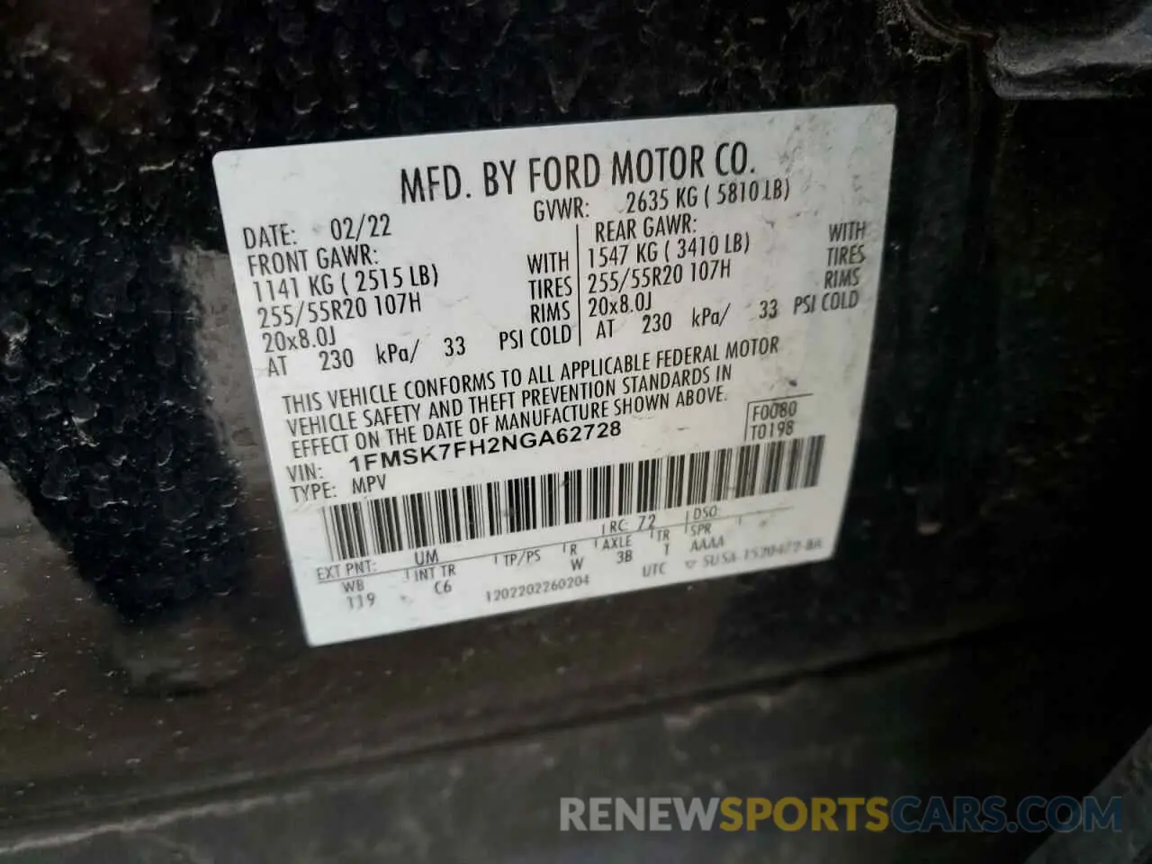 13 Photograph of a damaged car 1FMSK7FH2NGA62728 FORD EXPLORER 2022