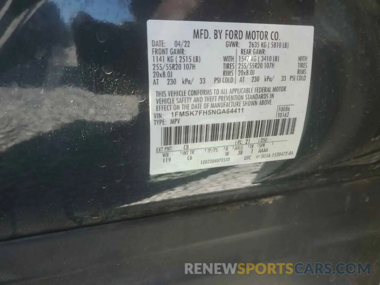13 Photograph of a damaged car 1FMSK7FH5NGA64411 FORD EXPLORER 2022