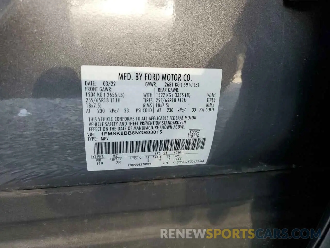 13 Фотография поврежденного автомобиля 1FMSK8BB8NGB03015 FORD EXPLORER 2022