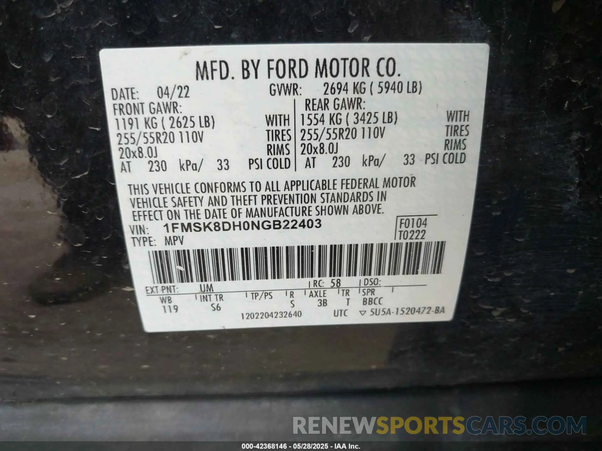 9 Photograph of a damaged car 1FMSK8DH0NGB22403 FORD EXPLORER 2022