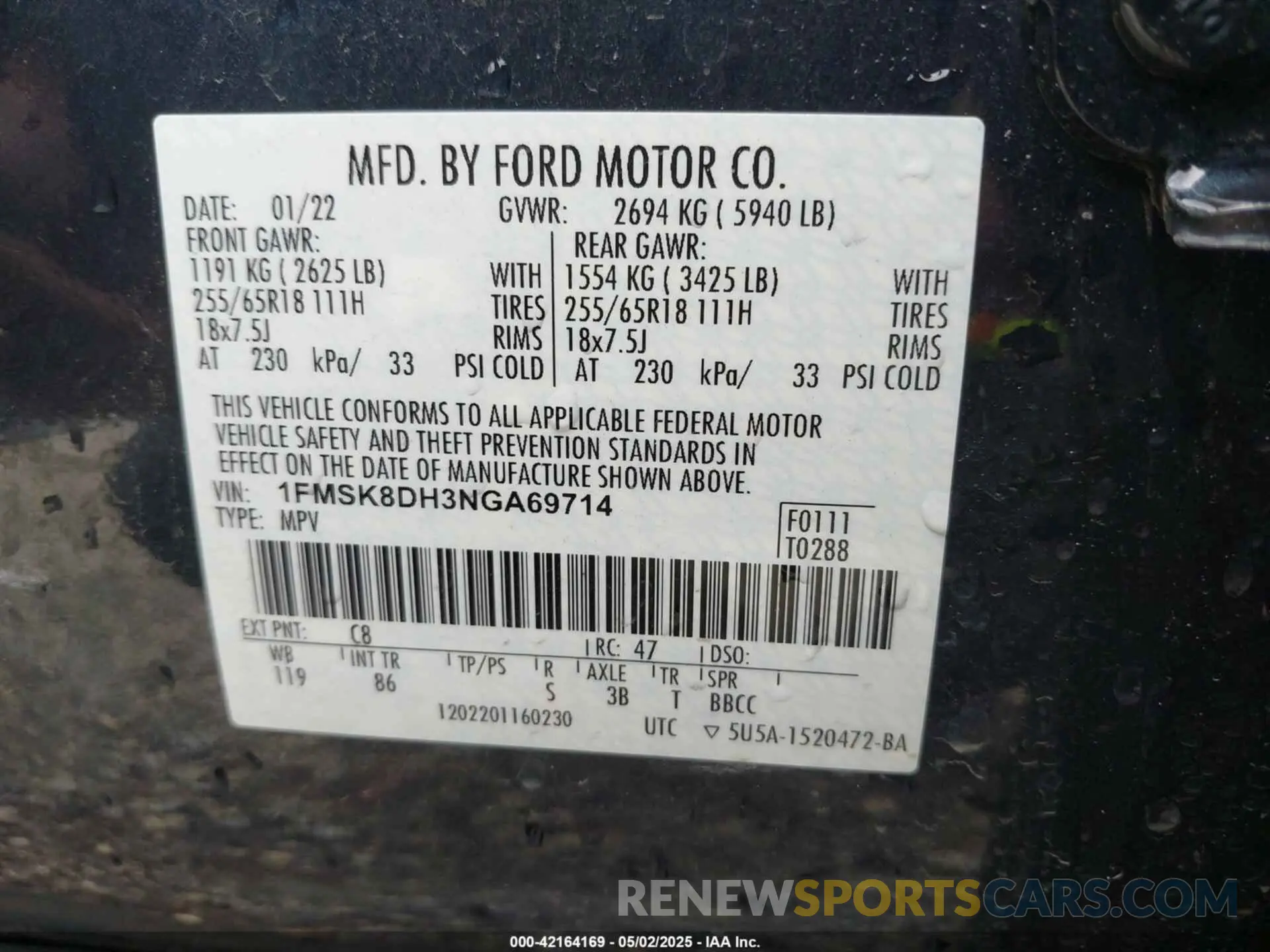 9 Photograph of a damaged car 1FMSK8DH3NGA69714 FORD EXPLORER 2022