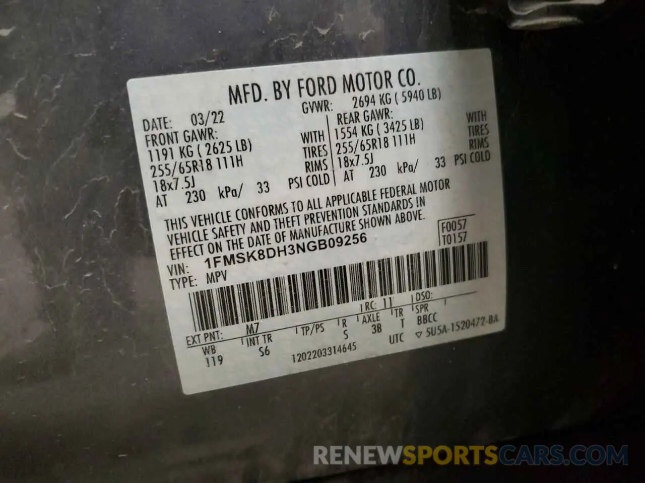 14 Фотография поврежденного автомобиля 1FMSK8DH3NGB09256 FORD EXPLORER 2022