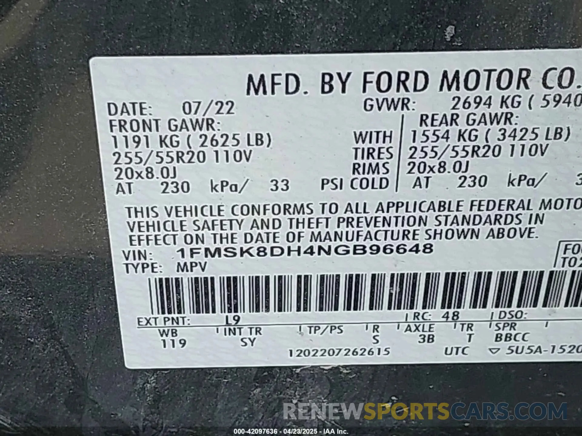 9 Photograph of a damaged car 1FMSK8DH4NGB96648 FORD EXPLORER 2022