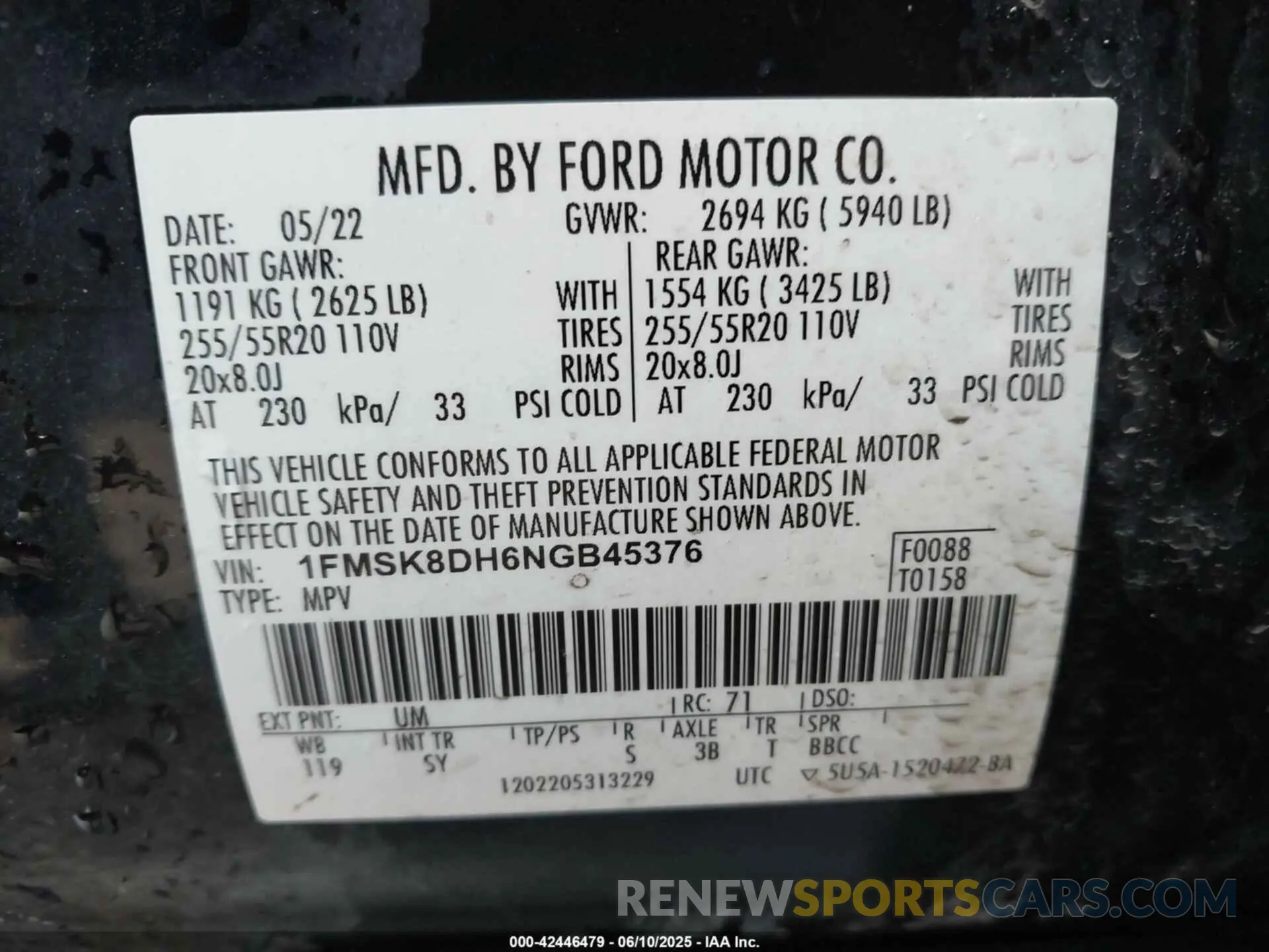 9 Photograph of a damaged car 1FMSK8DH6NGB45376 FORD EXPLORER 2022