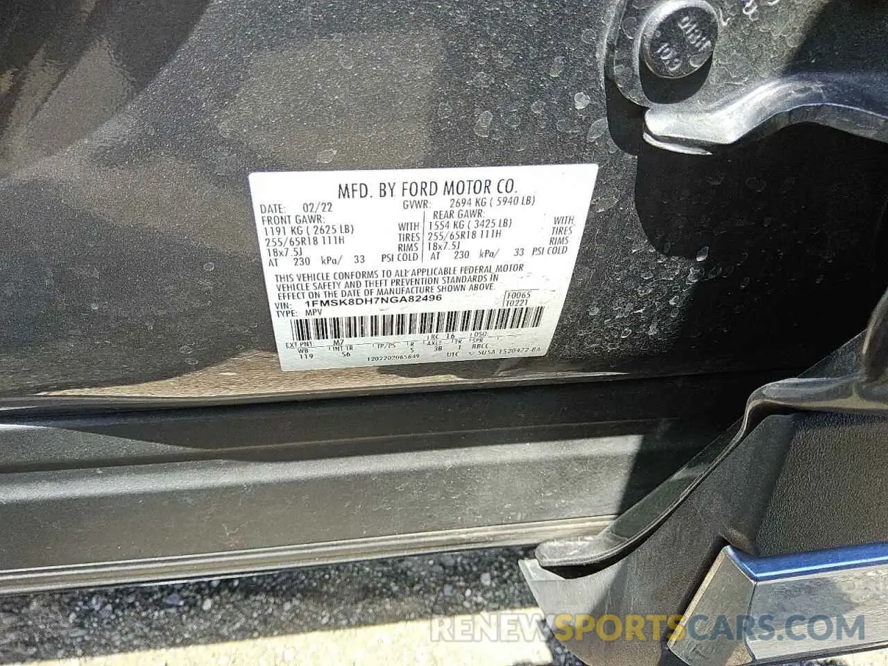 13 Photograph of a damaged car 1FMSK8DH7NGA82496 FORD EXPLORER 2022