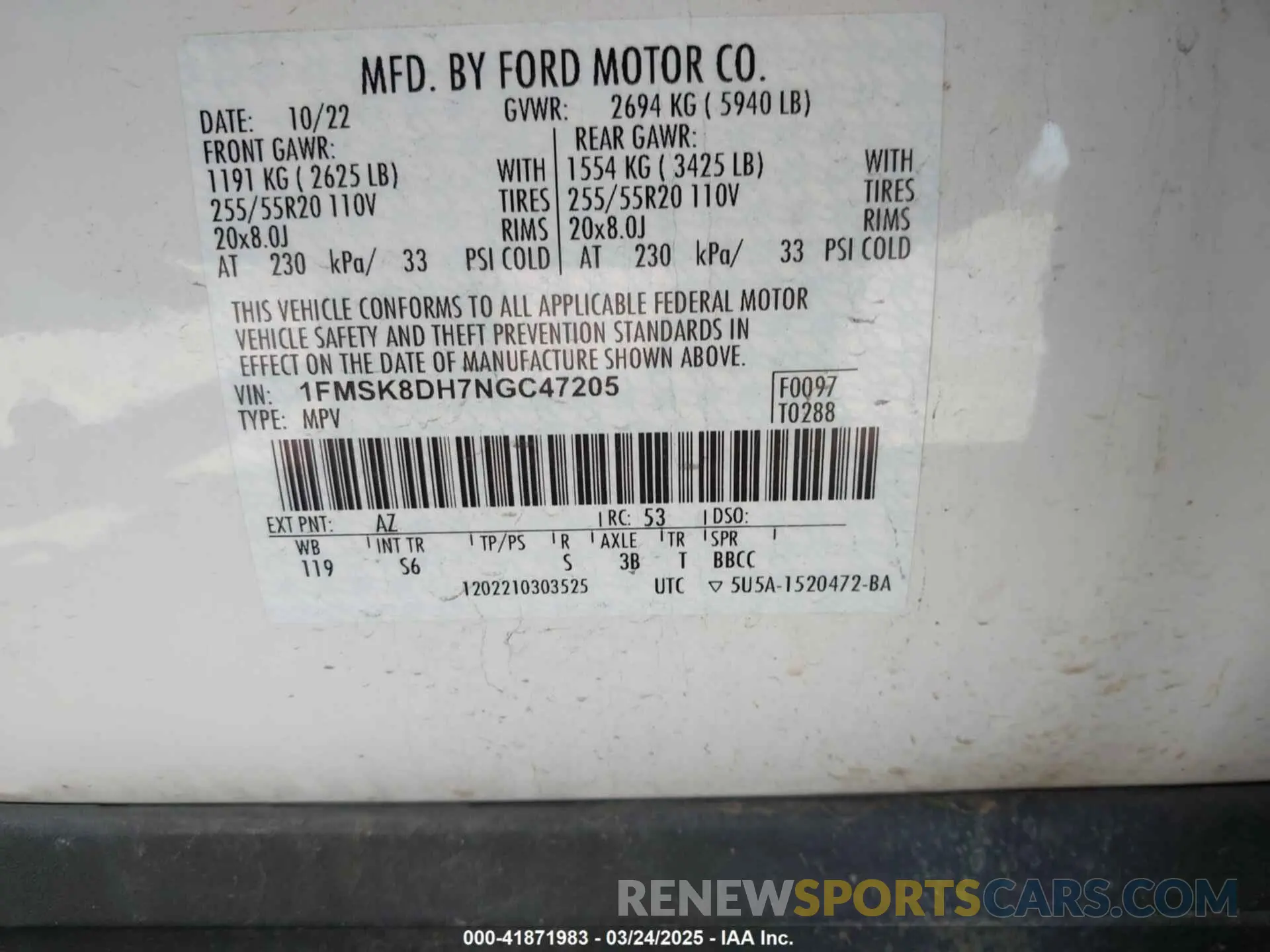 9 Photograph of a damaged car 1FMSK8DH7NGC47205 FORD EXPLORER 2022