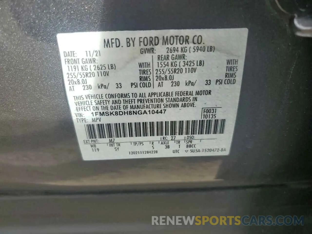 14 Photograph of a damaged car 1FMSK8DH8NGA10447 FORD EXPLORER 2022