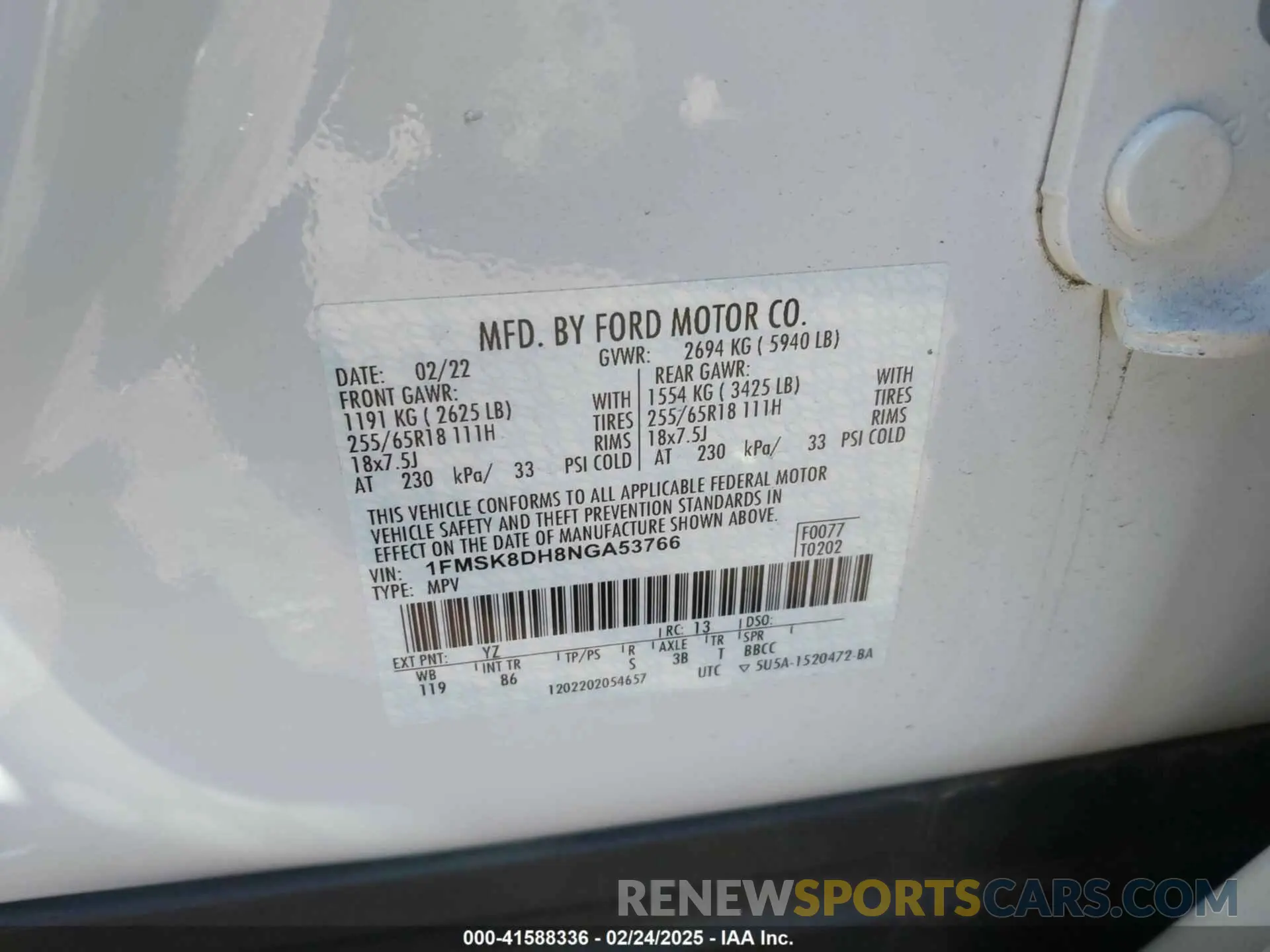 9 Фотография поврежденного автомобиля 1FMSK8DH8NGA53766 FORD EXPLORER 2022