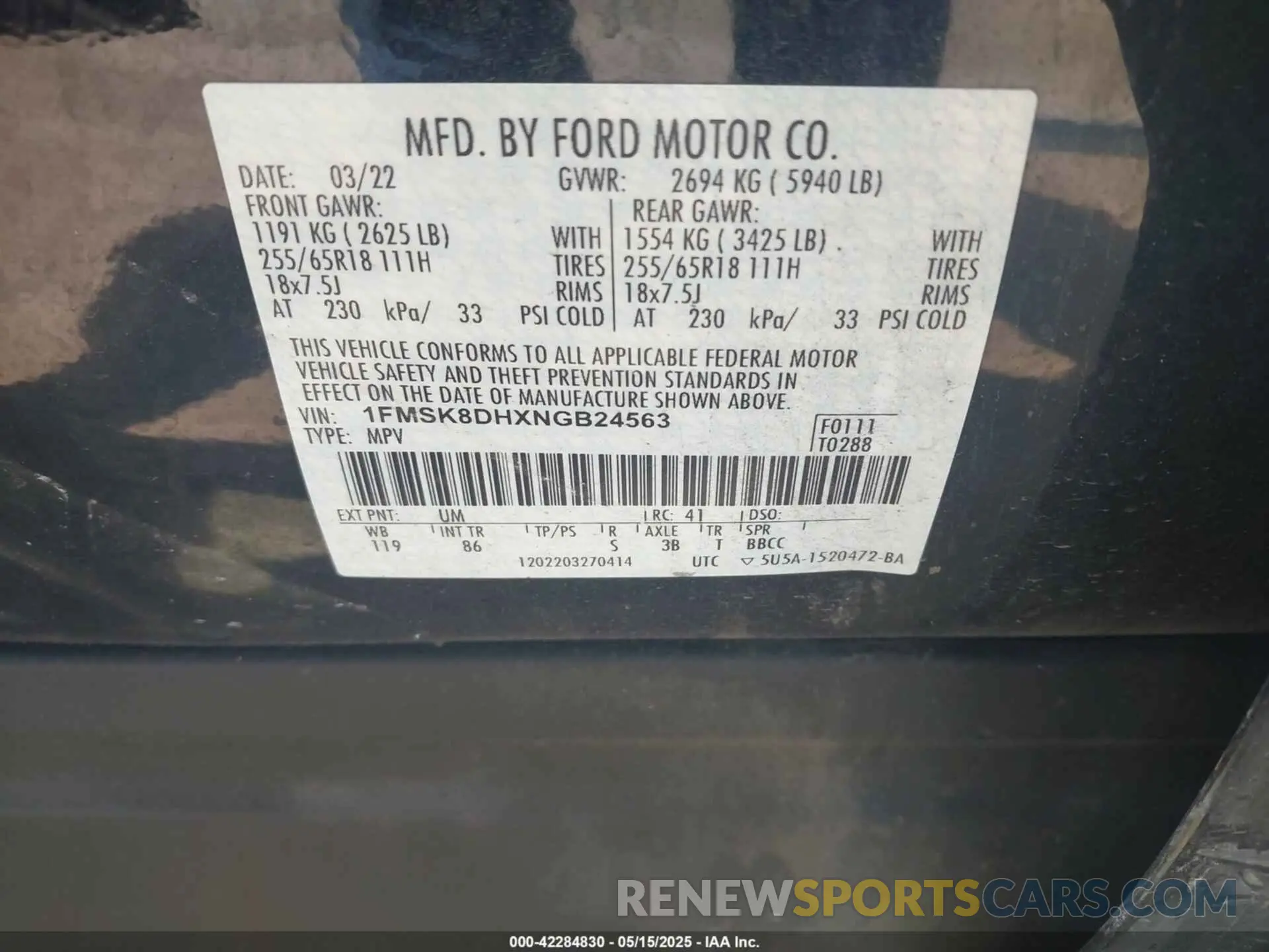 9 Photograph of a damaged car 1FMSK8DHXNGB24563 FORD EXPLORER 2022