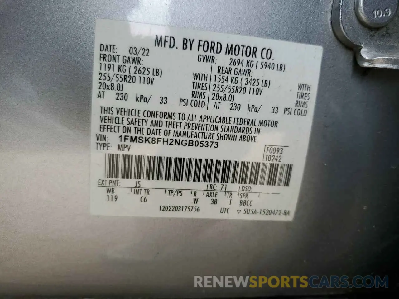 13 Фотография поврежденного автомобиля 1FMSK8FH2NGB05373 FORD EXPLORER 2022