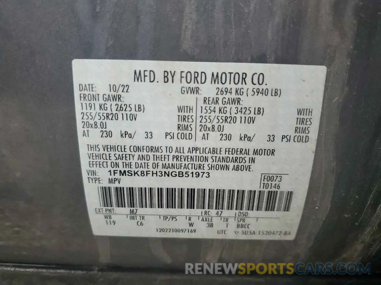 14 Фотография поврежденного автомобиля 1FMSK8FH3NGB51973 FORD EXPLORER 2022