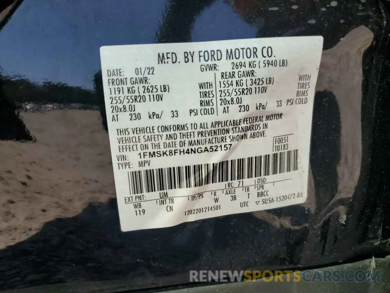 13 Photograph of a damaged car 1FMSK8FH4NGA52157 FORD EXPLORER 2022