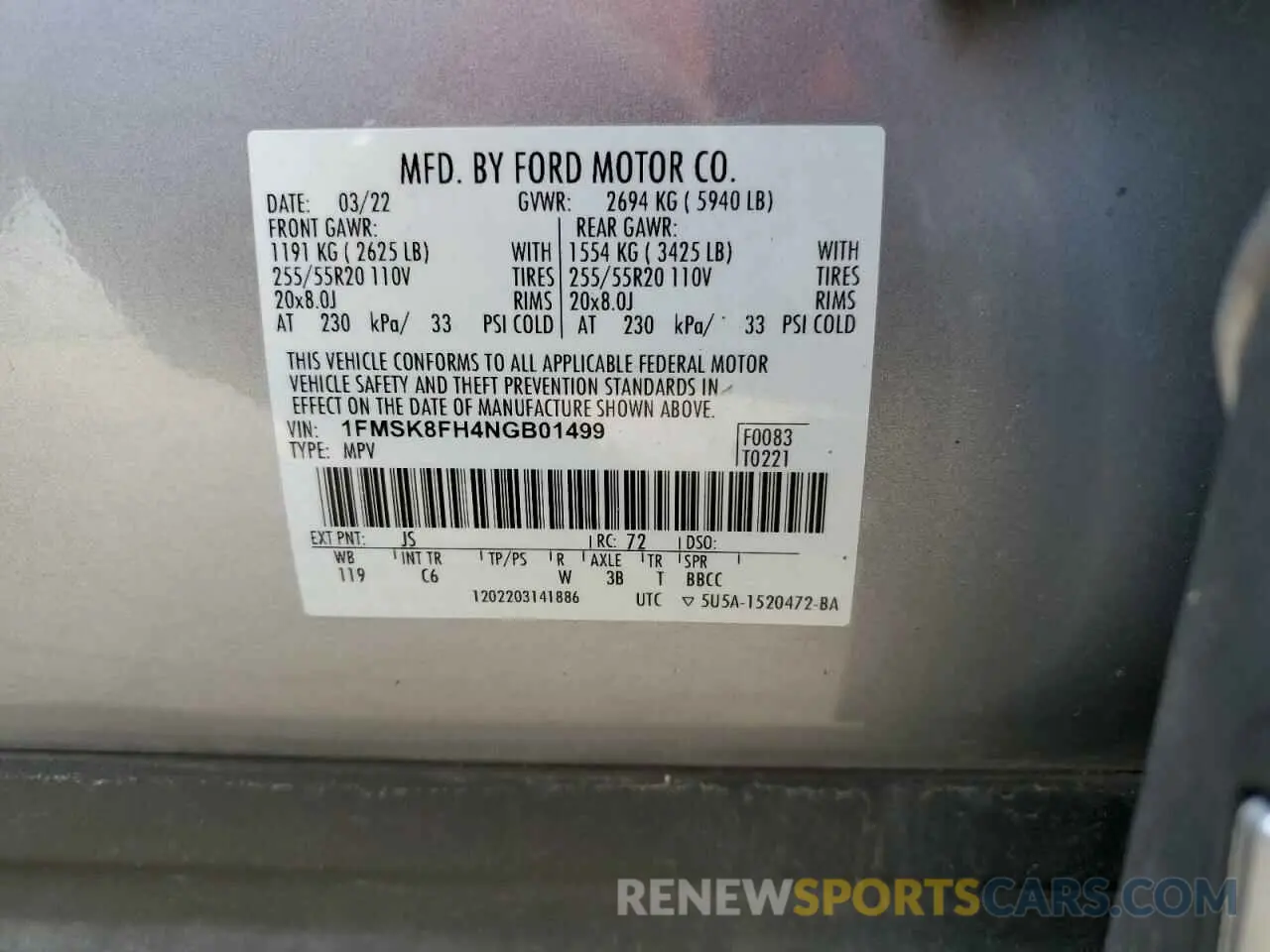 13 Photograph of a damaged car 1FMSK8FH4NGB01499 FORD EXPLORER 2022