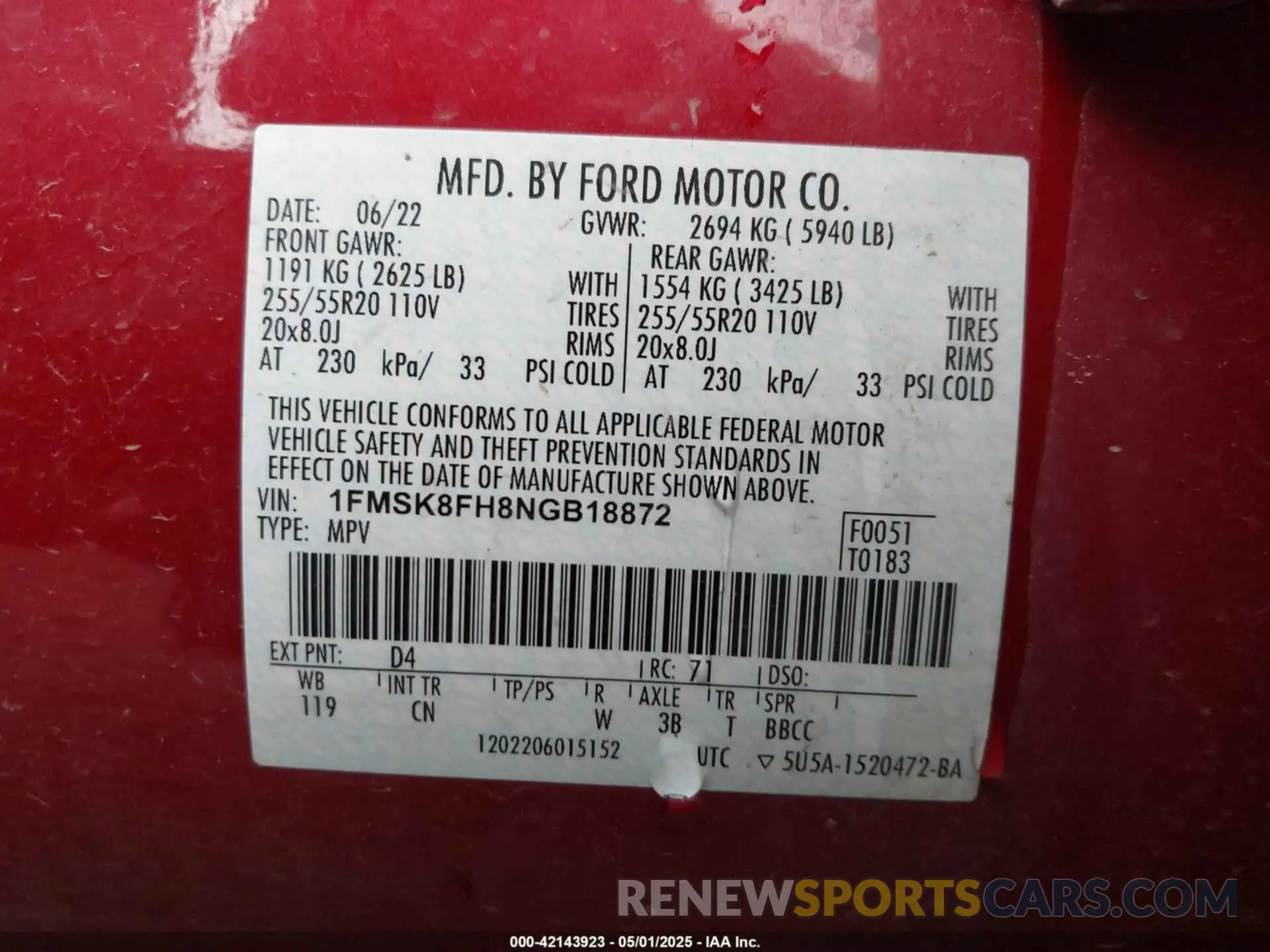 9 Фотография поврежденного автомобиля 1FMSK8FH8NGB18872 FORD EXPLORER 2022