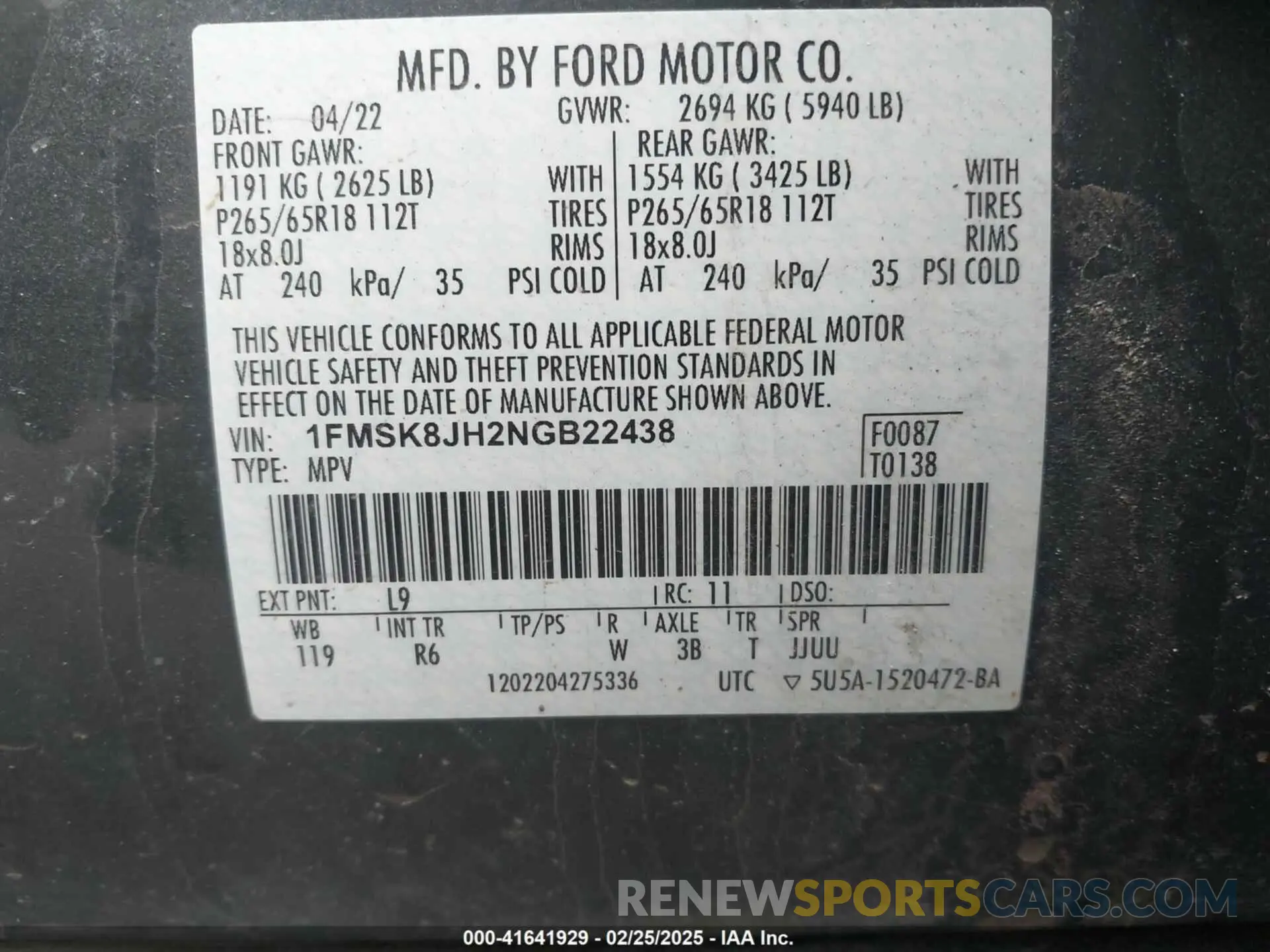 9 Фотография поврежденного автомобиля 1FMSK8JH2NGB22438 FORD EXPLORER 2022