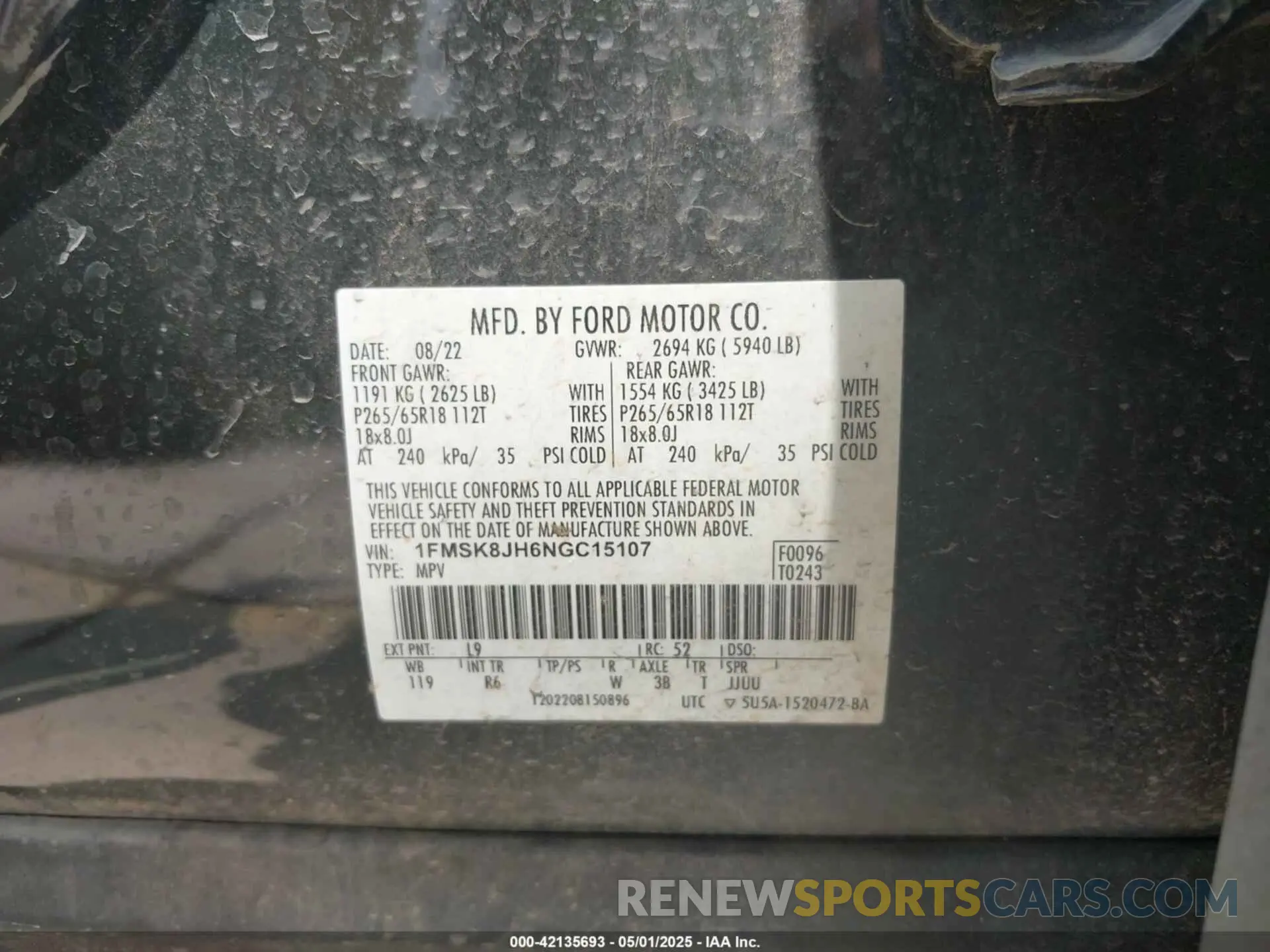 9 Photograph of a damaged car 1FMSK8JH6NGC15107 FORD EXPLORER 2022