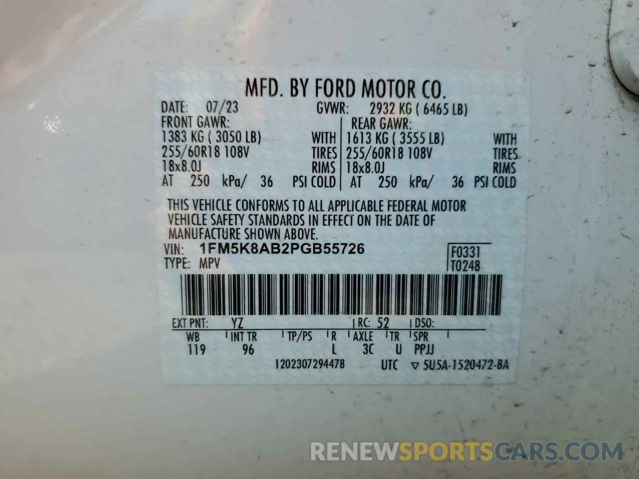 13 Photograph of a damaged car 1FM5K8AB2PGB55726 FORD EXPLORER 2023