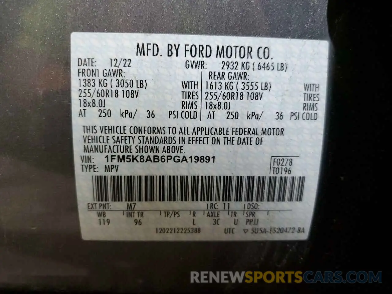 13 Photograph of a damaged car 1FM5K8AB6PGA19891 FORD EXPLORER 2023