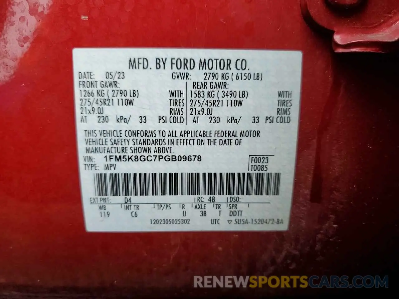 14 Фотография поврежденного автомобиля 1FM5K8GC7PGB09678 FORD EXPLORER 2023