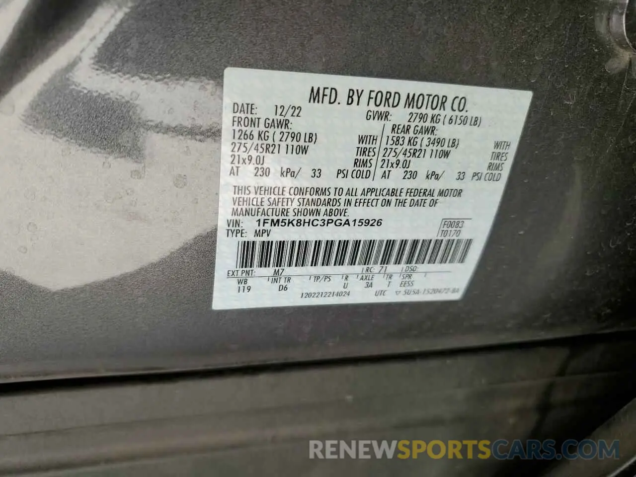 13 Photograph of a damaged car 1FM5K8HC3PGA15926 FORD EXPLORER 2023