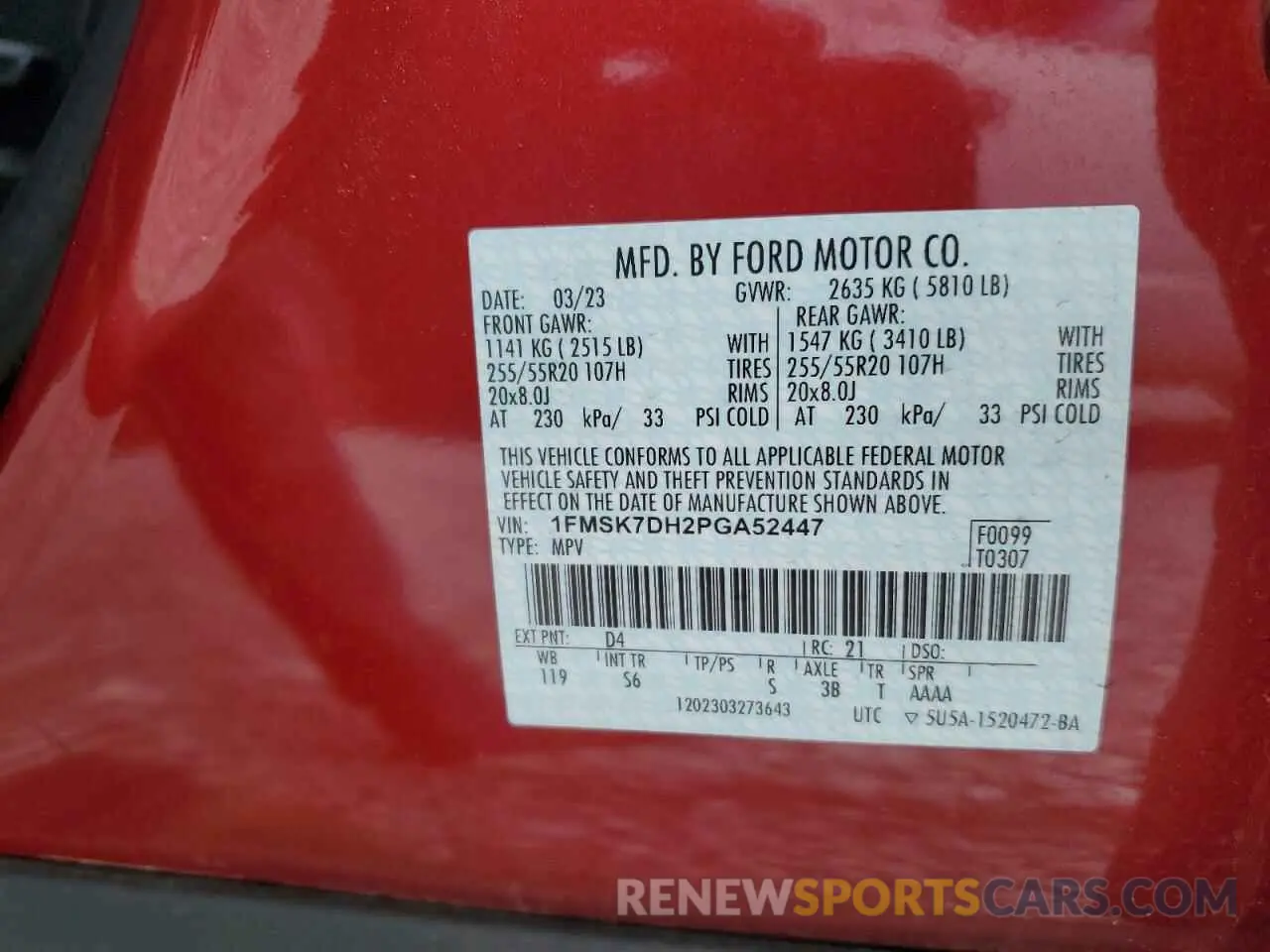 14 Photograph of a damaged car 1FMSK7DH2PGA52447 FORD EXPLORER 2023